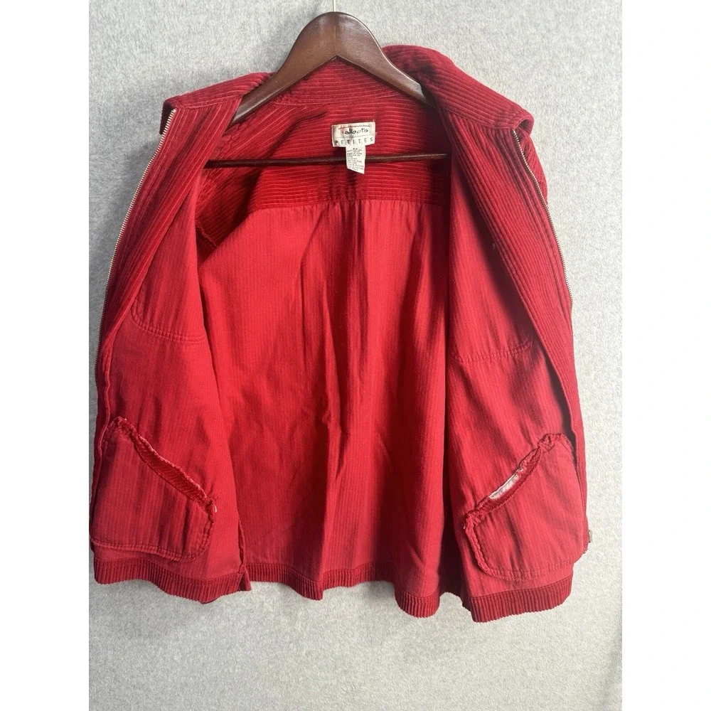 Talbots Red Corduroy 100% Cotton Zip Up Jacket Womens P Small EUC VTG 90s‎ Y2K